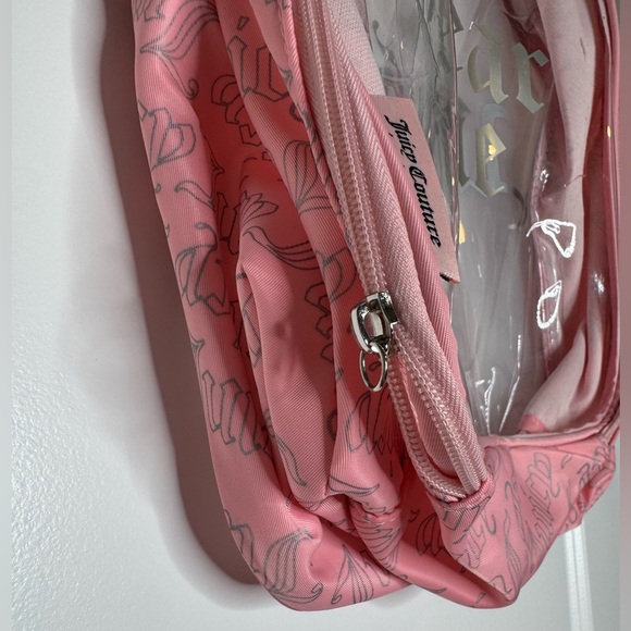 Juicy Couture Pink 2 in 1 Transparent zipper Travel laundry bag & packing cube - Picture 3 of 7